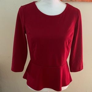 Banana Republic Red Peplum Top with half zipper back